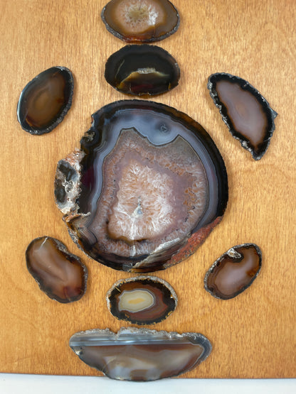 Agate Slices on the Wooden Canvas Board